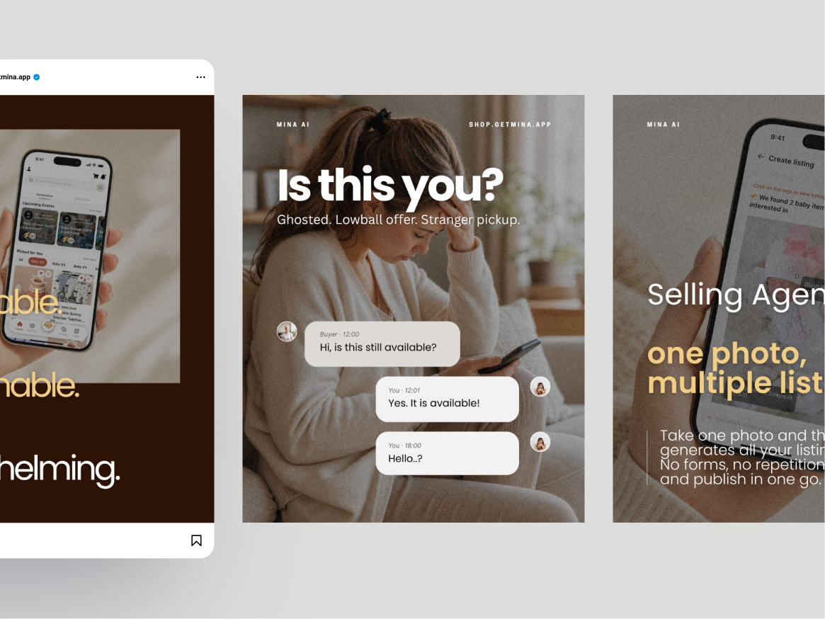 MINA marketing — Instagram-style portfolio mockup 2