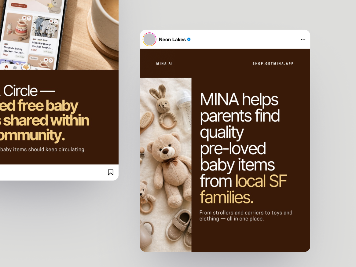 MINA marketing — Instagram-style portfolio mockup 4